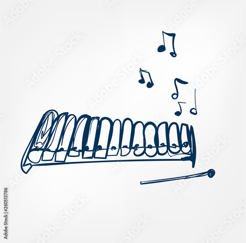 glockenspiel sketch line vector design music instrument