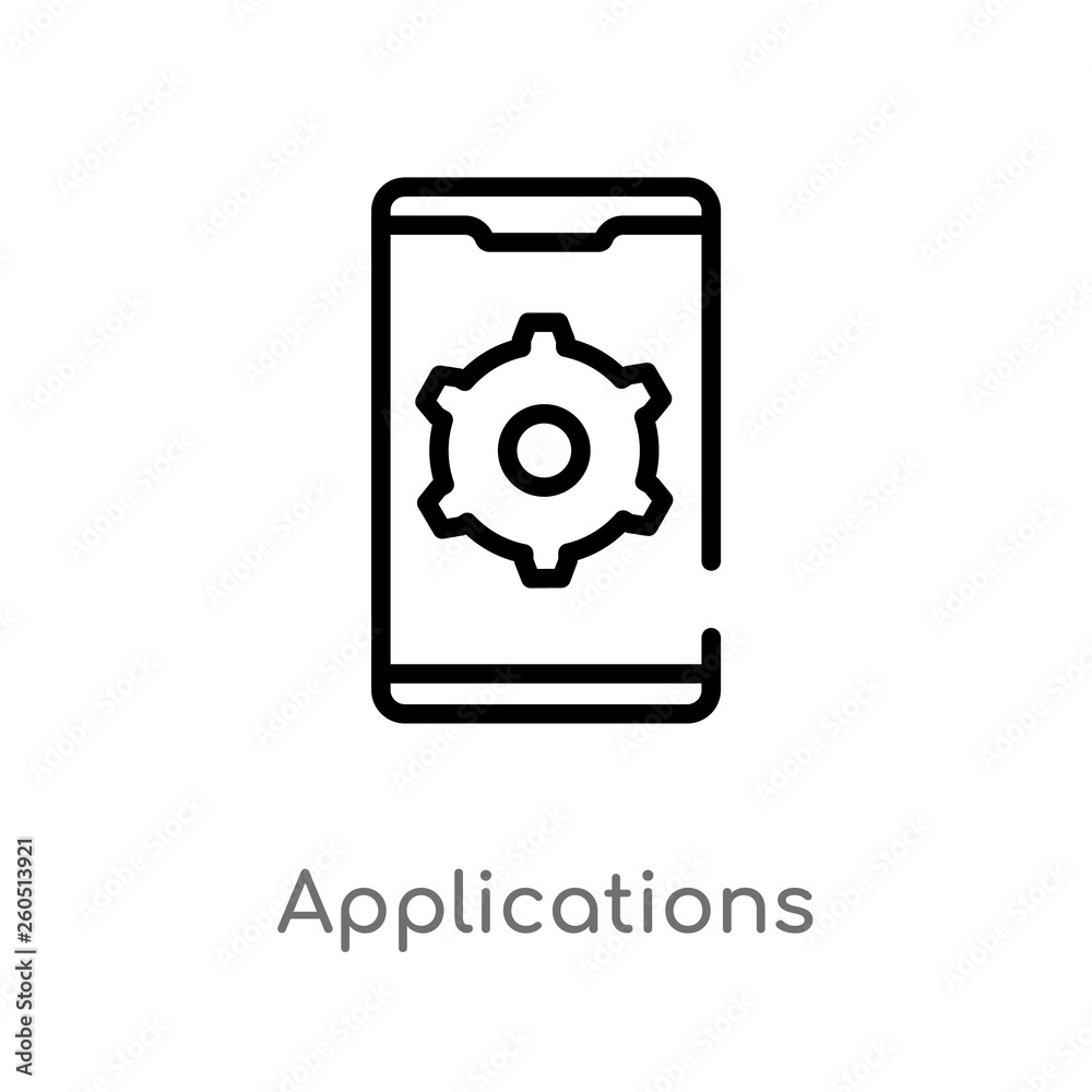 outline applications vector icon. isolated black simple line element illustration from mobile app concept. editable vector stroke applications icon on white background outline applications vector icon. isolated black simple line element illustration from mobile app concept. editable vector stroke applications icon on white background