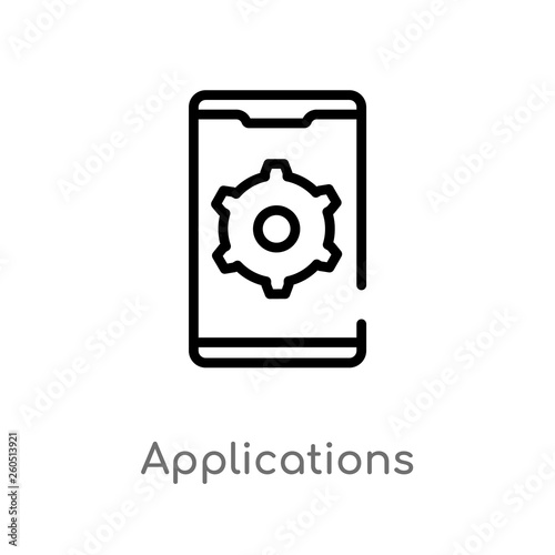 outline applications vector icon. isolated black simple line element illustration from mobile app concept. editable vector stroke applications icon on white background