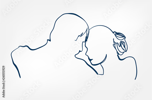 dance pair sihouette sketch line vector design