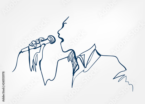 singer man jazz microphone sketch line vector design