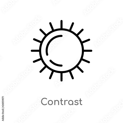 outline contrast vector icon. isolated black simple line element illustration from photography concept. editable vector stroke contrast icon on white background