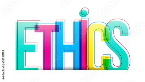 The word Ethics. Vector letters isolated on a white background.