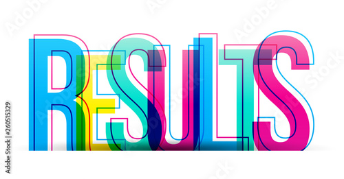 The word Results. Vector letters isolated on a white background.