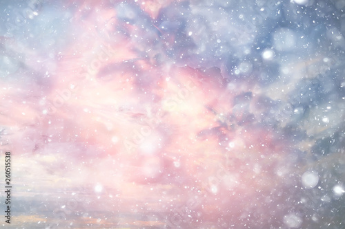 snow sky clouds background abstract / beautiful landscape in the clouds, abstract snowflakes