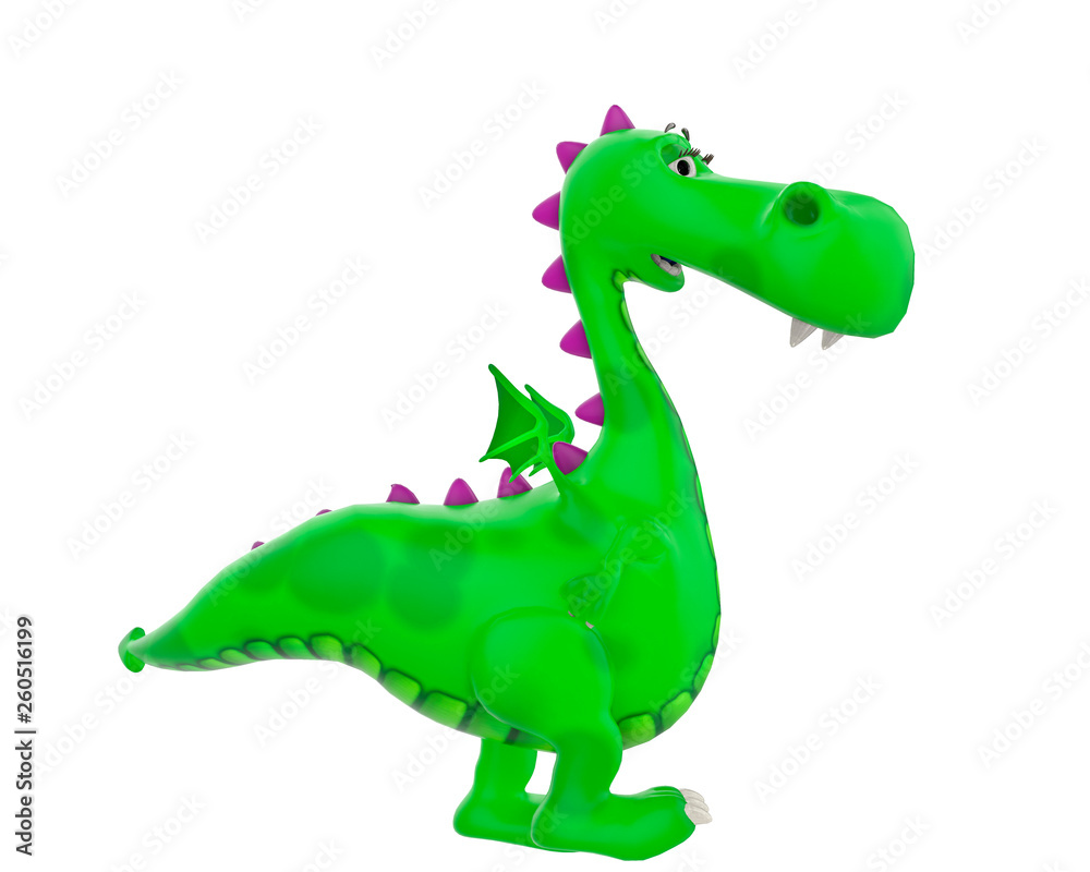 Obraz premium dino baby the green dragon cartoon
