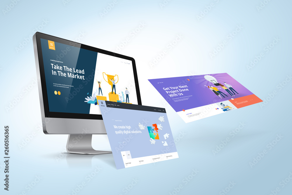 Web design template. Vector illustration concept of website design and development, app development, seo, business presentation, marketing. Web design template. Vector illustration concept of website design and development, app development, seo, business presentation, marketing.