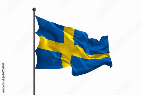 Waving flag of Sweden. 3D r...