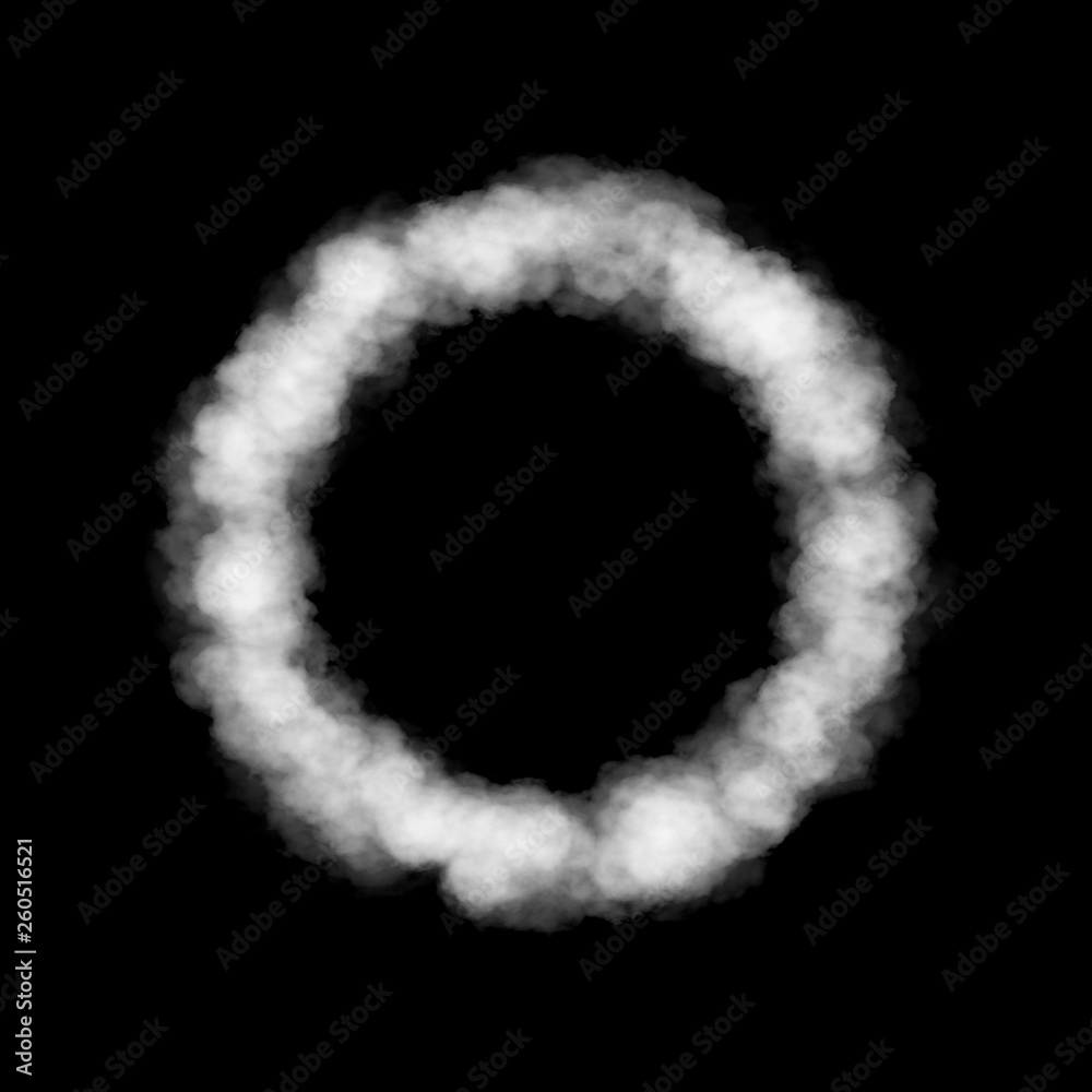Ring of steam. Isolated on black background. 3D rendering.