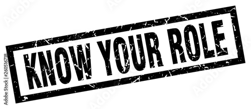square grunge black know your role stamp