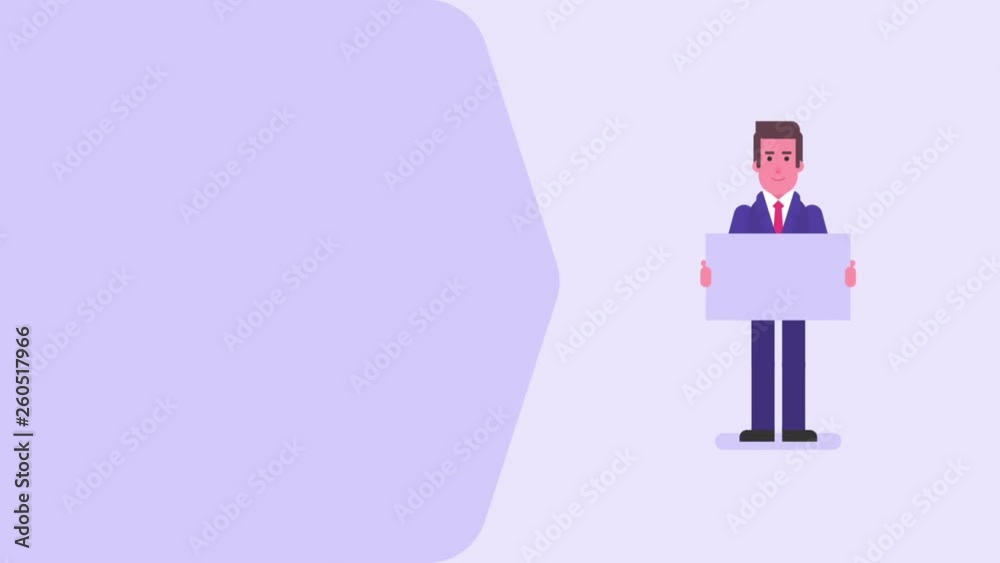Businessman holds sign with falling schedule. Video concept Businessman holds sign with falling schedule. Video concept