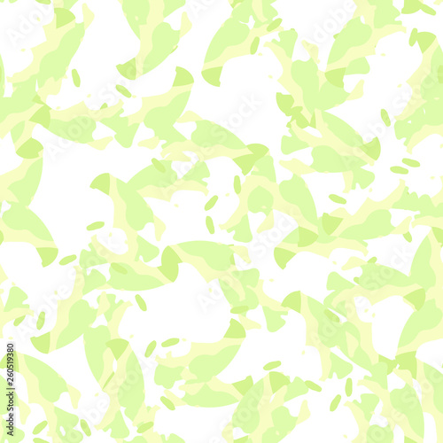 Spring camouflage of various shades of green, white and yellow colors