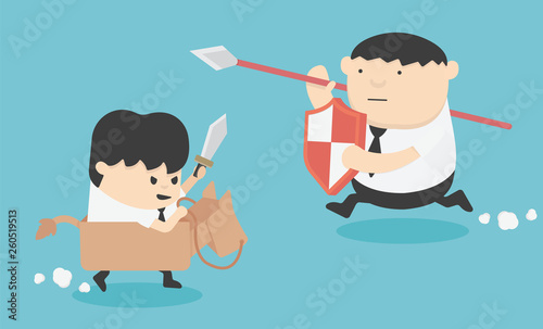 cartoon Illustration concept businessman War