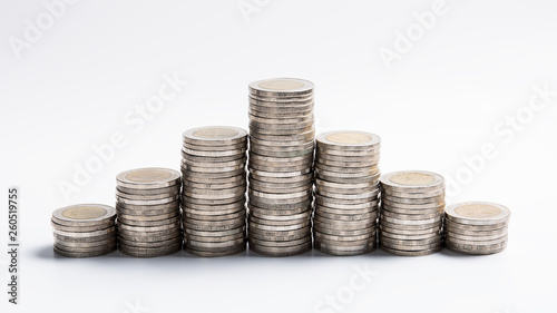 Coins on a white background