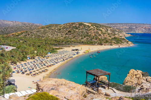 Vai palmtrees bay and beach at Crete island in Greece photo