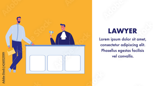 Lawyer Flat Vector Web Banner with Text Space