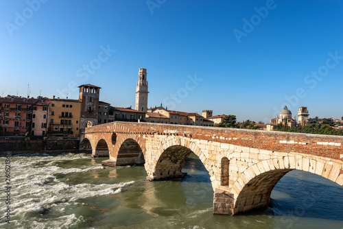 Ponte Pietra and Adige River in Verona Italy © Alberto Masnovo