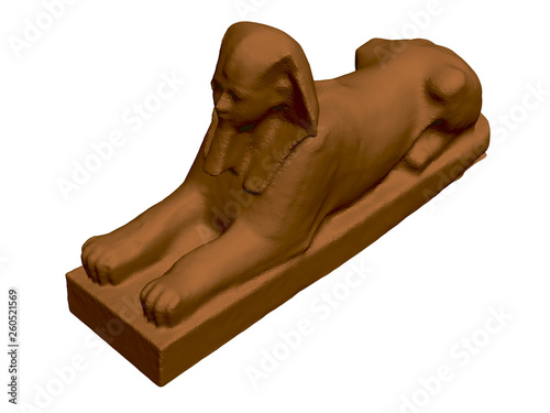 Sphinx Hatshepsut. Polygonal statue of the Sphinx. 3D. Isometric view
