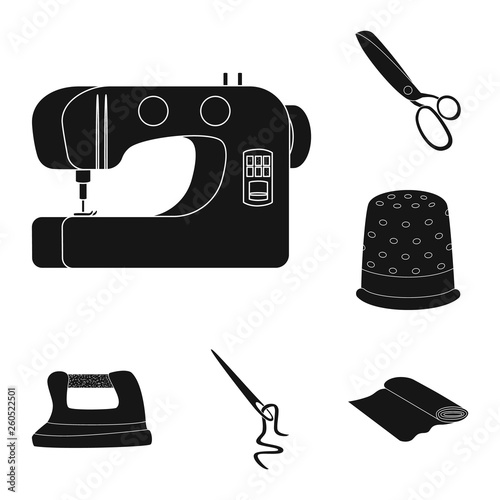 Isolated object of studio and industry sign. Collection of studio and sewing stock vector illustration.