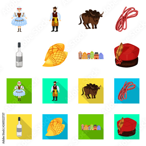 Isolated object of traditional and tour symbol. Collection of traditional and landmarks stock symbol for web.