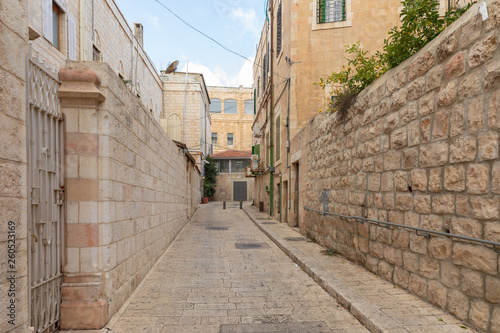 Empty small street in Christian quarter of Jerusalem
