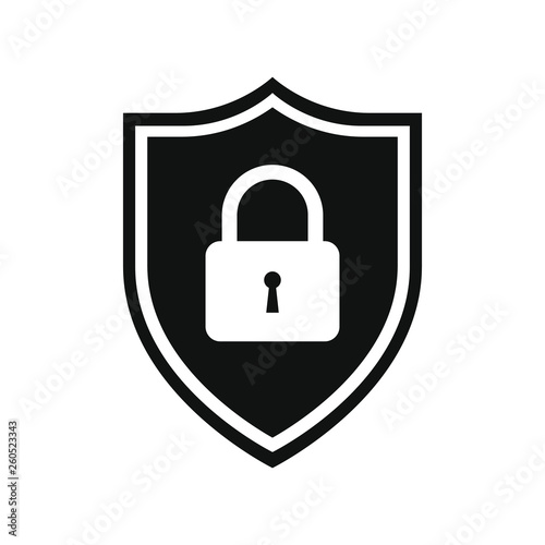 Secure internet icon. Protective shield sign digital security with the image of a padlock. Symbol security protection web. Vector illustration.	