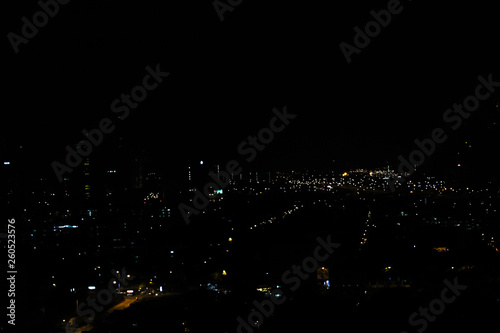 Kuala Lumpur City, Malaysia At night There are lights from buildings, houses and roads looks like stars on the ground.