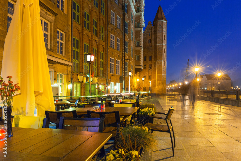 Architecture of the old town of Gdansk at Motlawa river, Poland
