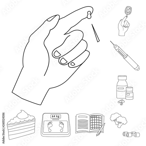 Vector design of mellitus and diabetes symbol. Set of mellitus and diet stock symbol for web.
