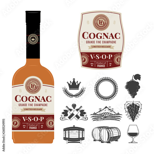 Vector cognac label on a bottle