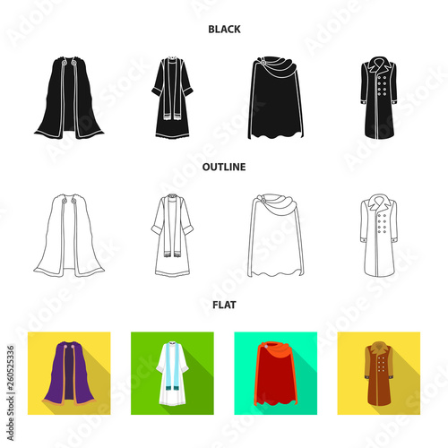 Vector design of material and clothing symbol. Collection of material and garment stock symbol for web.