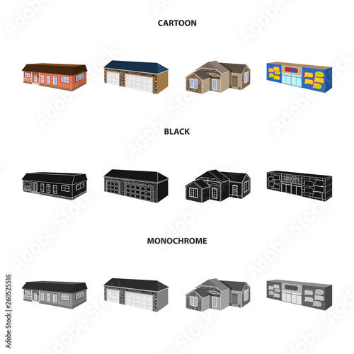 Isolated object of facade and housing sign. Collection of facade and infrastructure stock symbol for web.
