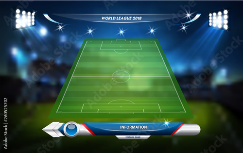 Football or soccer playing field with set of infographic elements. Sport Game. Sport Cup.