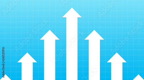 Finanical Arrows going up on a blue background