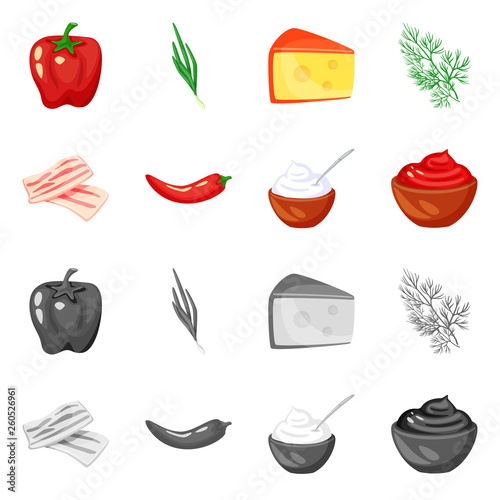 Isolated object of taste and product icon. Set of taste and cooking stock symbol for web.