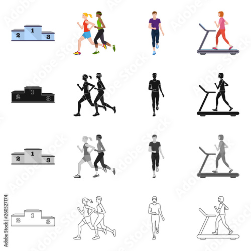 Vector illustration of sport and winner symbol. Set of sport and fitness stock vector illustration.