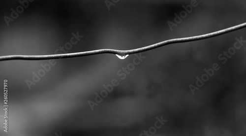 Abstract water drops on metal wire