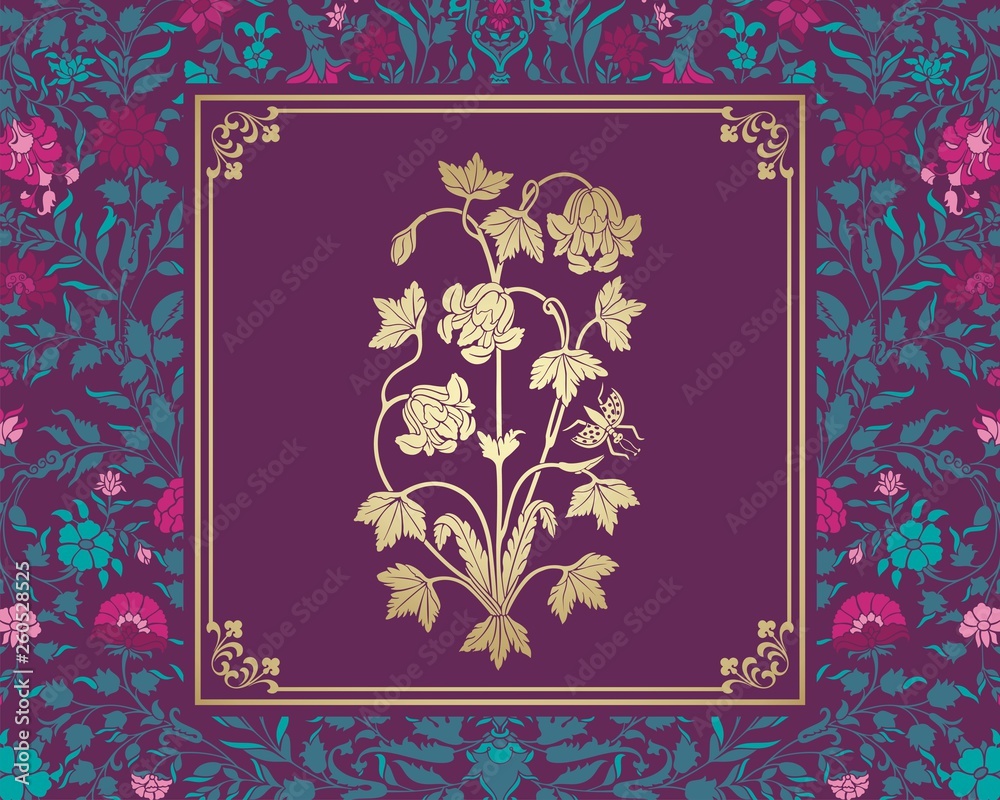 wedding card design, paisley floral pattern , India wedding card design, paisley floral pattern , India