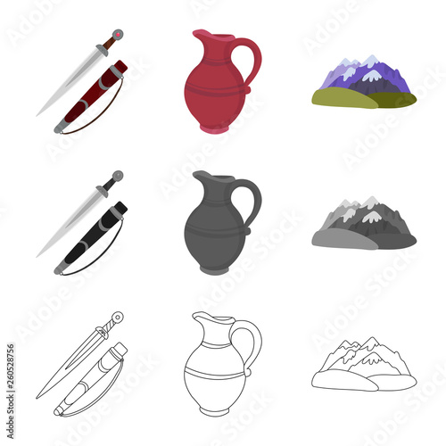 Isolated object of culture and sightseeing sign. Collection of culture and originality stock vector illustration.