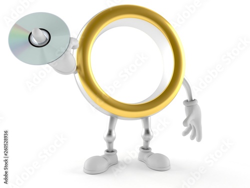 Wedding ring character holding cd disc