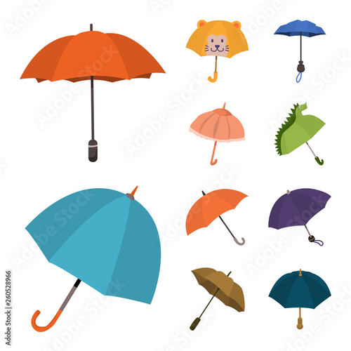 Vector design of umbrella and rain icon. Collection of umbrella and weather stock symbol for web.