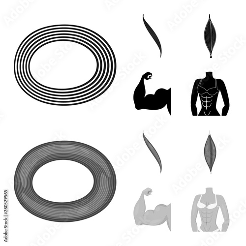 Isolated object of fiber and muscular logo. Collection of fiber and body  stock vector illustration.