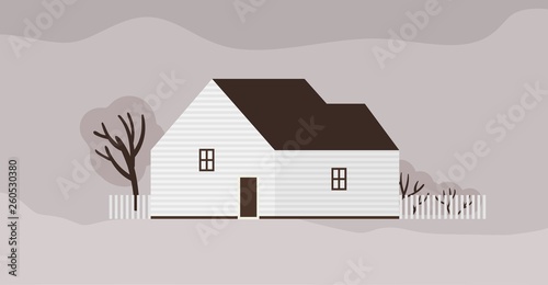 Living house or cottage of Scandinavian architecture. Suburban residential bu...
