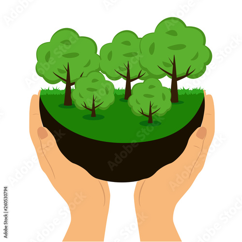 Planet in the palms. Ecology. Clean planet. Ecological solutions.