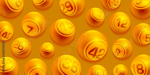 Vector Golden Bingo / Lottery Number Balls Set isolated on Golden Background