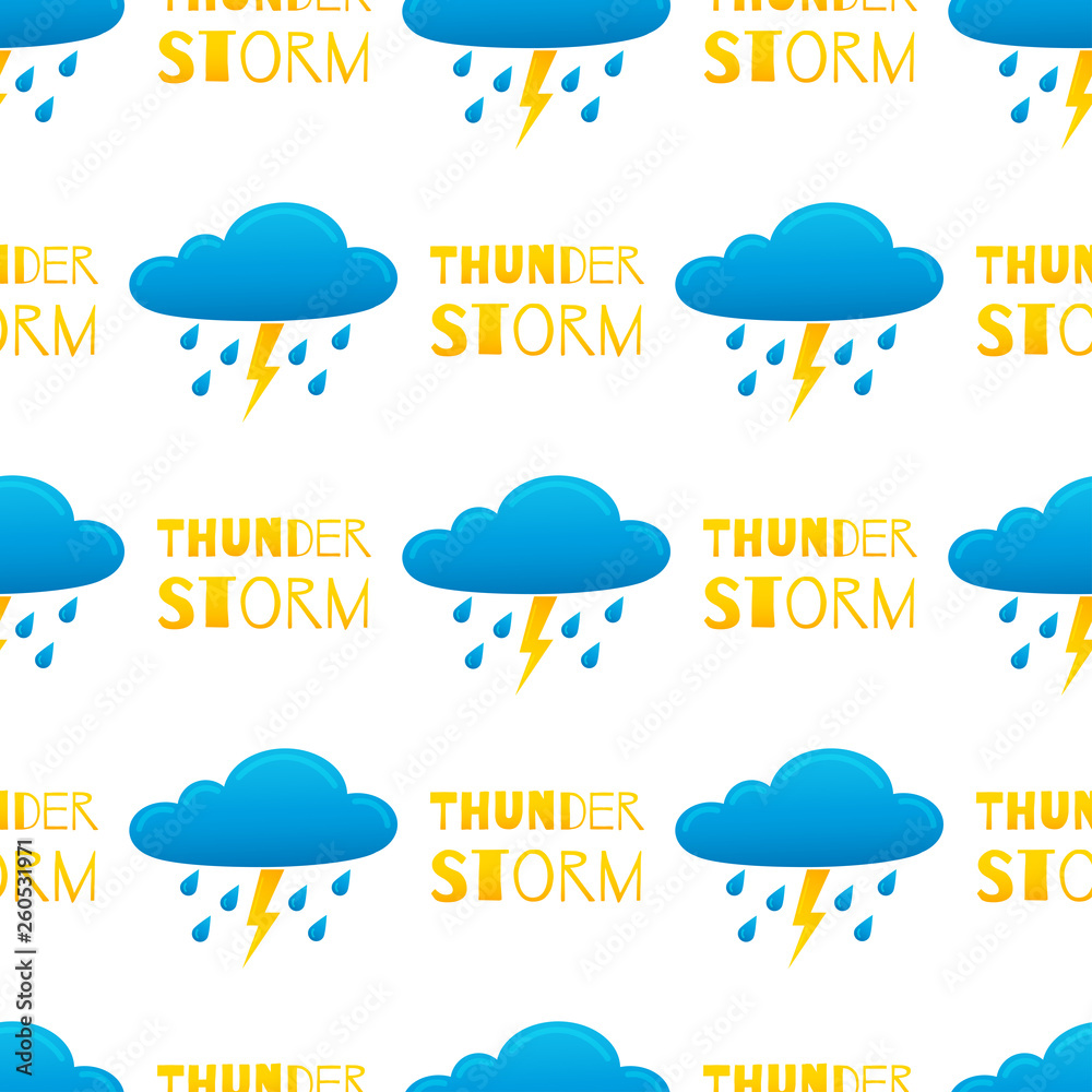 Obraz premium Pattern with icon of thunderstorm
