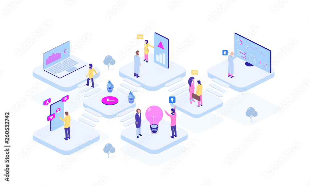 3d banner with office Creative web page design template Corporate