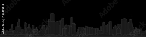 Displate NEW YORK panorama. Hand drawn outline vector illustration
