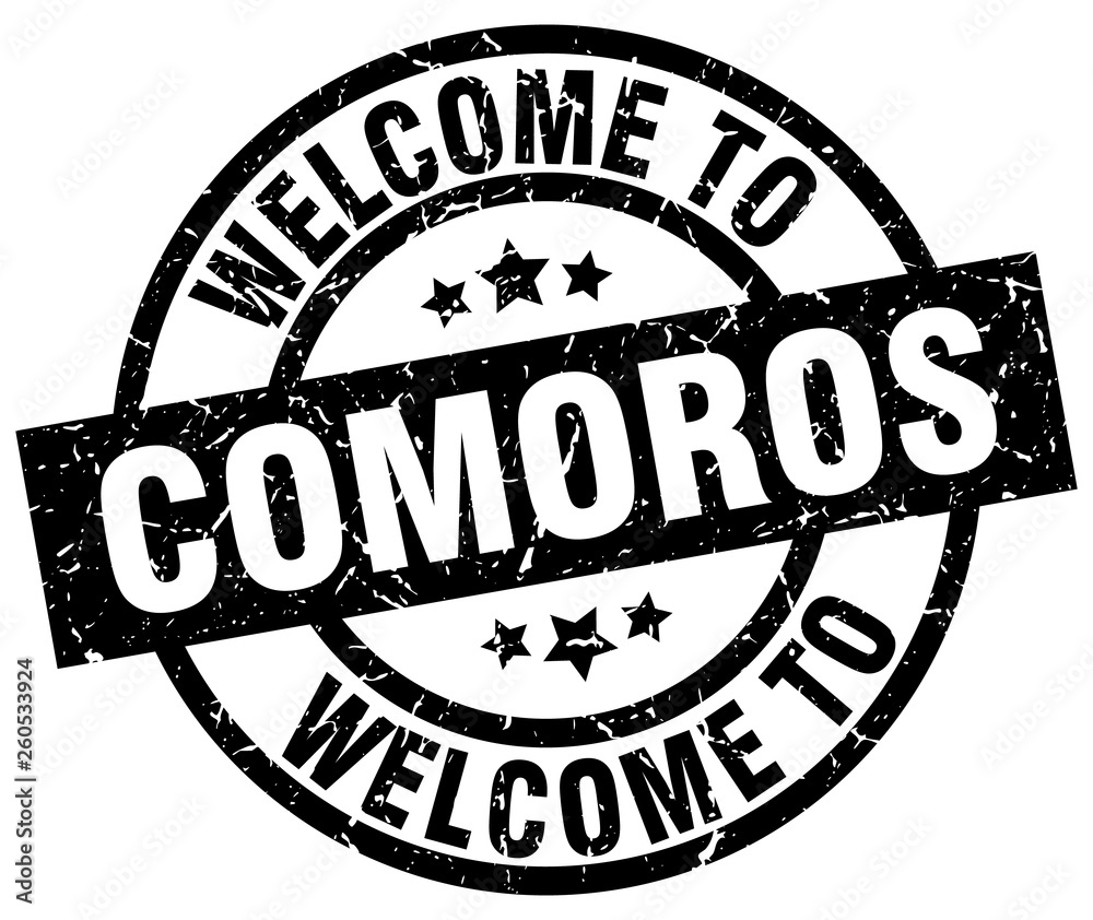 welcome to Comoros black stamp