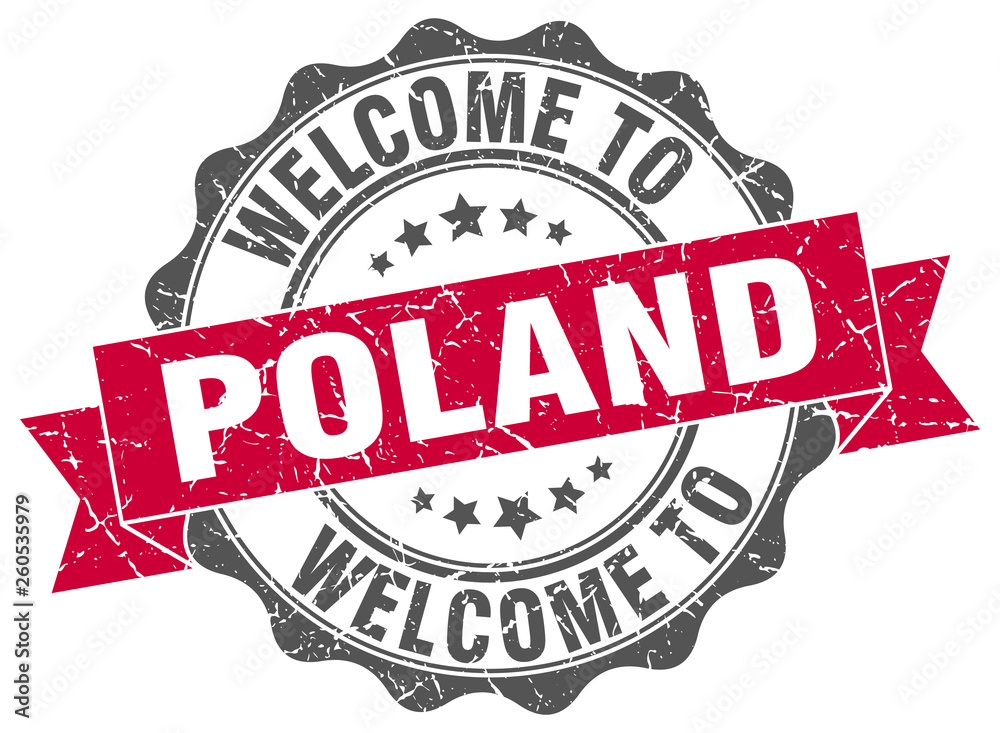 Fototapeta premium Poland round ribbon seal